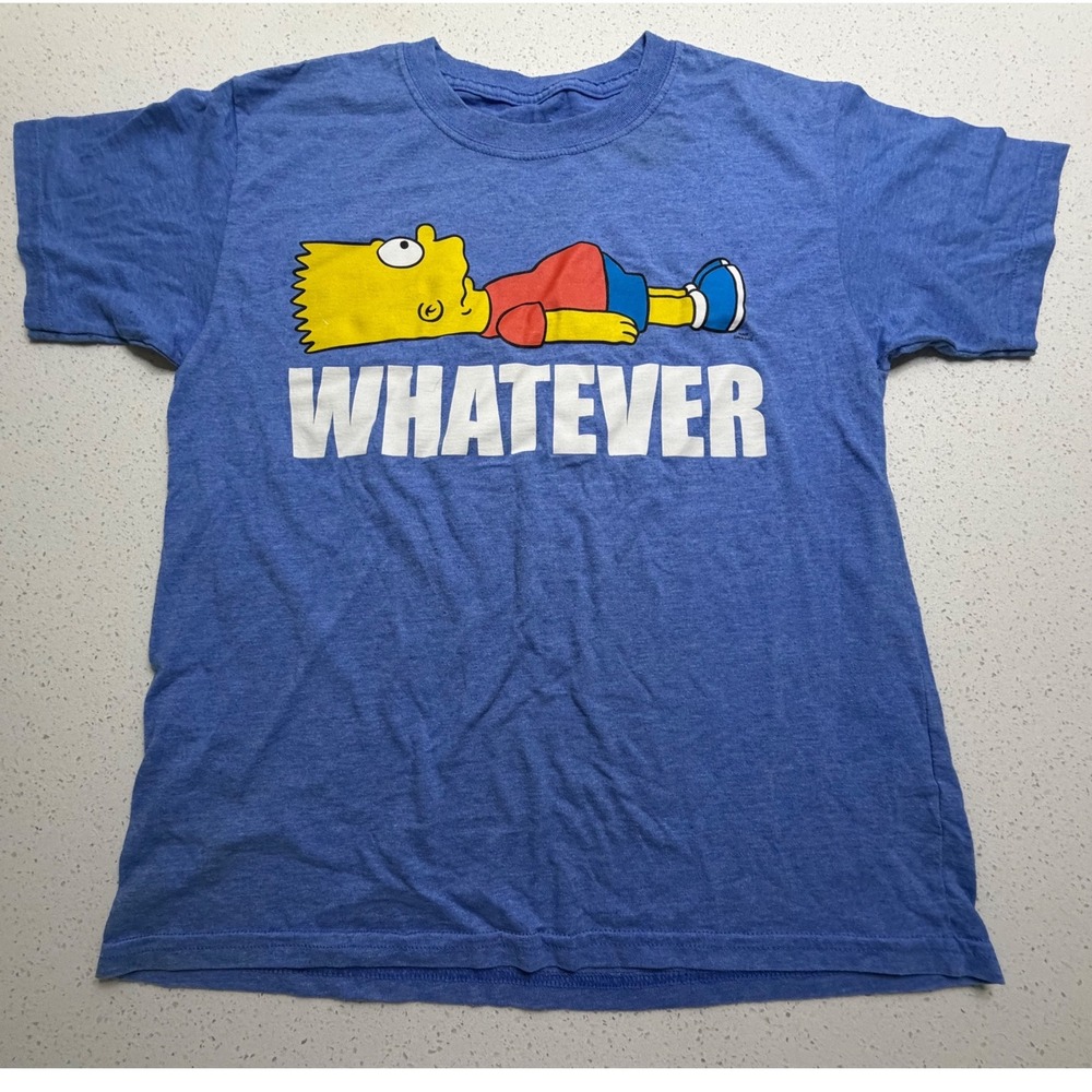 The Simpsons Bart Simpson Whatever Graphic T-Shirt Blue XL 14/16 Kids